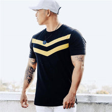 Load image into Gallery viewer, New Men T-shirt Cotton Short Sleeves black Undershirt Male Solid stripe Mens Tee